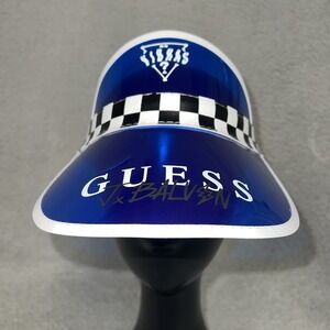 NWT Guess X J Balvin Vibras Tour Visor‎ Hat Blue Checkered Limited Edition RARE
